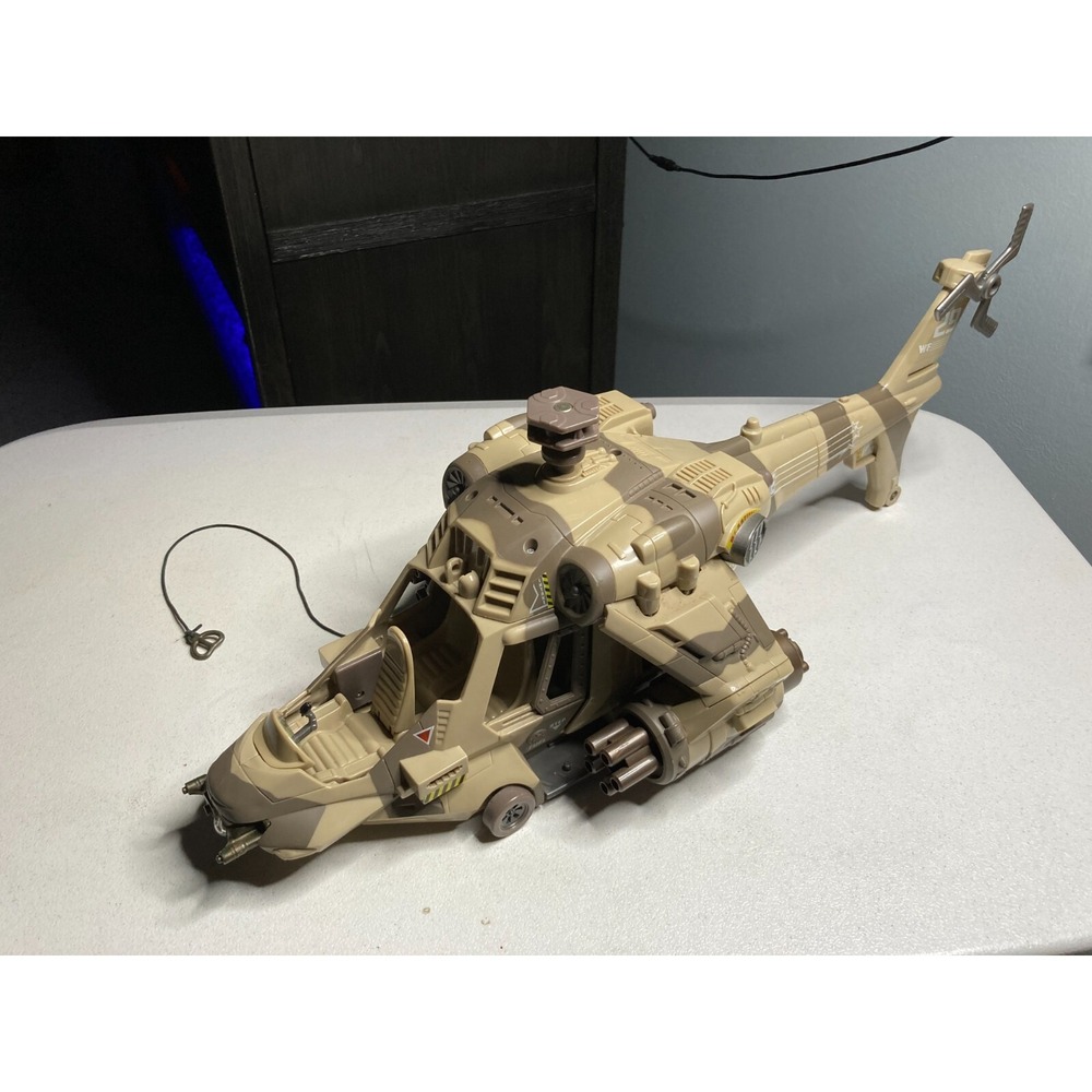 GI Joe Night Attack Chopper Copter Helicopter Vehicle Desert Camo 2002 Hasbro